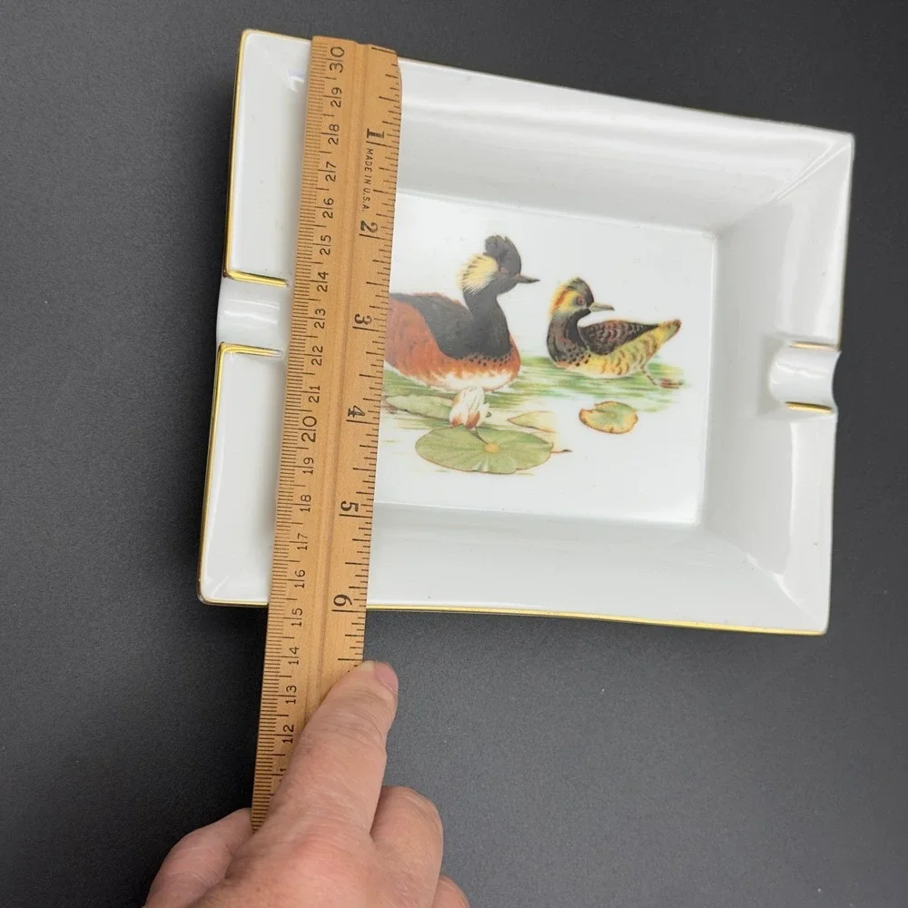 Olivier Saint‎ Honore Porcelain Duck Ashtray Gold Trim Wildlife Trinket Dish